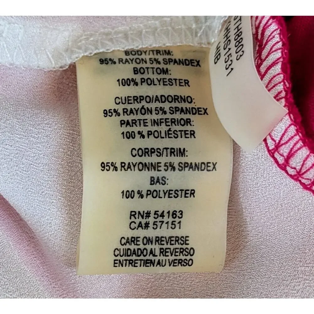 Calvin Klein Tunic Top Medium Hot Pink White Colorblock Layered Flowy NEW - Picture 8 of 9